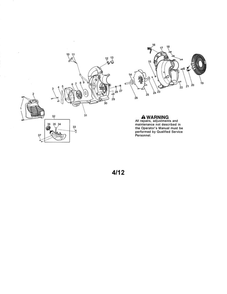 Scroll/Impeller/Handle Diagram and Parts List for W325 Type 3 Weed Eater Leaf Blower / Vacuum